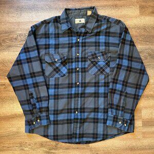 Northwest Territory Casual Button Down Mens XL Blue Plaid Rugged Flannel Shirt